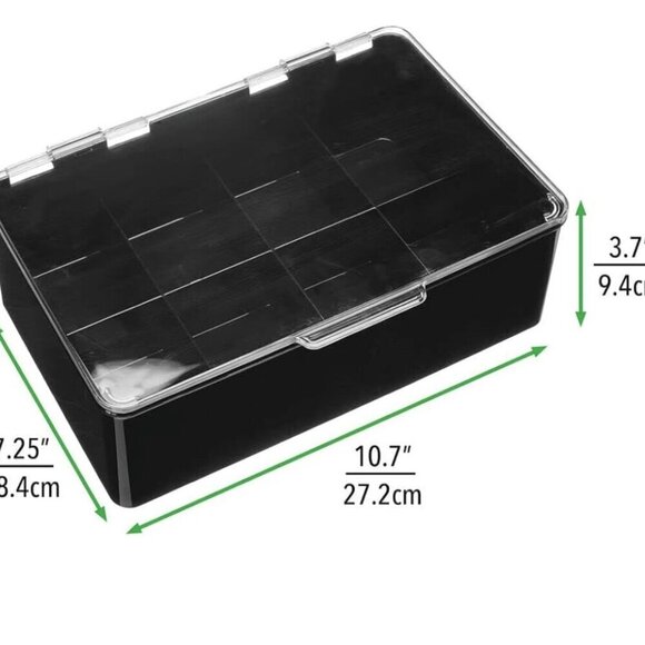 mDesign Black Plastic Tea Bag Divided Storage Organizer w Hinge Lid EUC - Picture 4 of 4